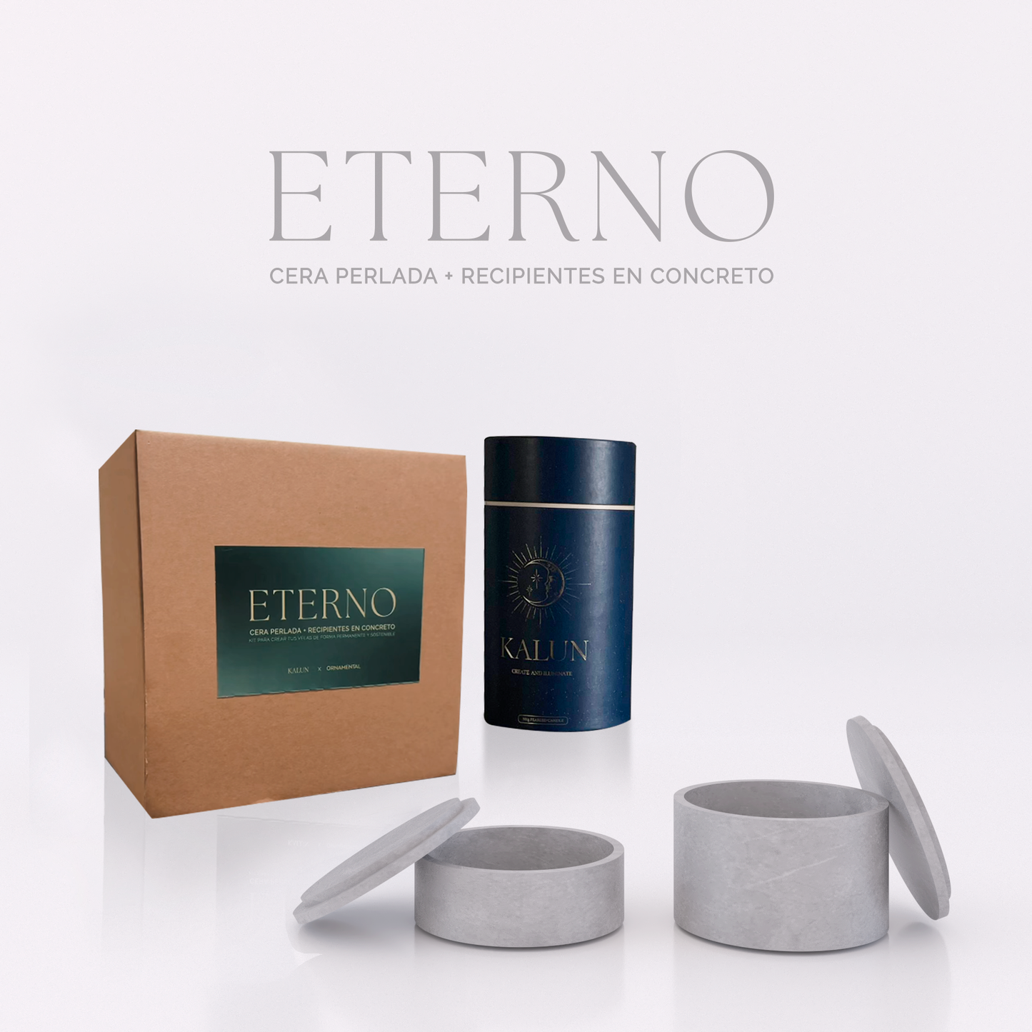 Kit ETERNO (Cera perlada + recipientes en concreto)