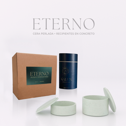 Kit ETERNO (Cera perlada + recipientes en concreto)