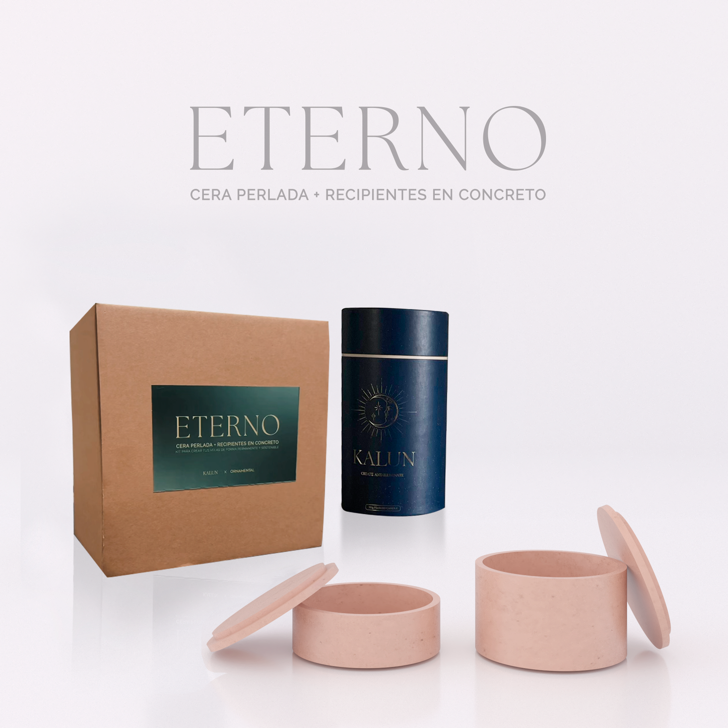 Kit ETERNO (Cera perlada + recipientes en concreto)